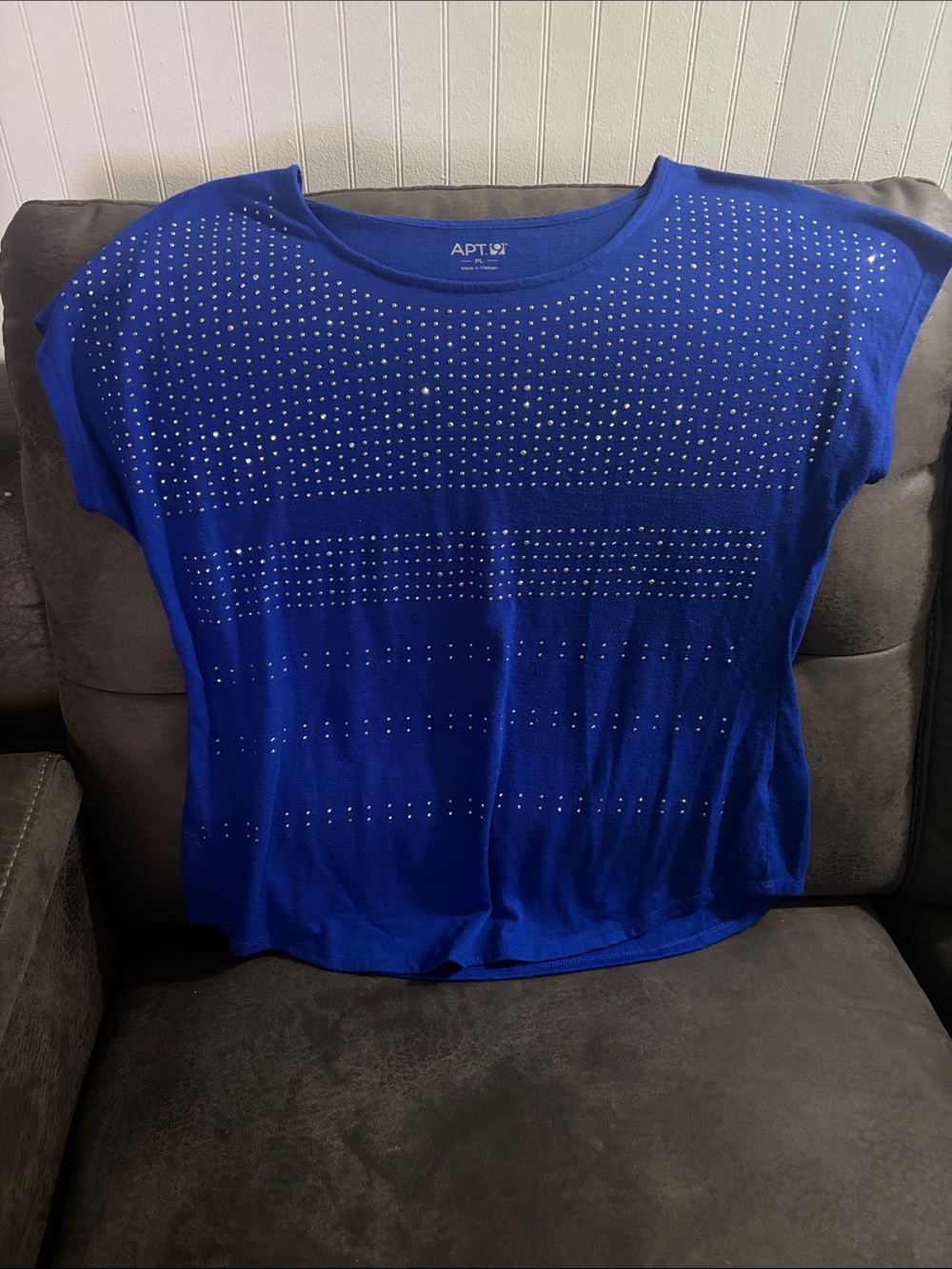 Apt. 9 Cobalt Blue Short-Sleeve Top with Stud Accents